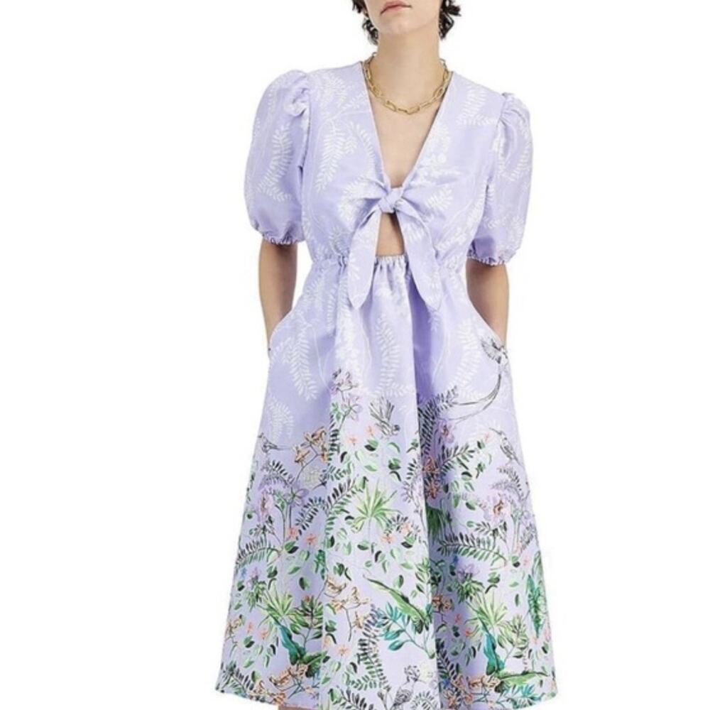INC International Concepts Women's V-Neck Printed Cutout Dress Size XL